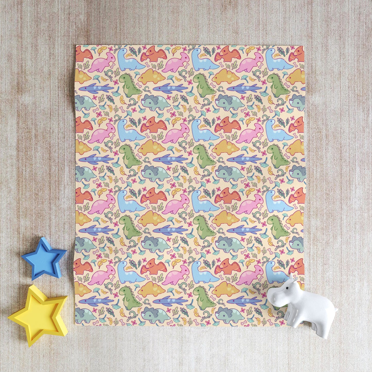 Happi Dinos Throw Blanket | Cozy Home Decor, Cute Kids Room Accent, Spring Gift Idea, Animal Lover Present, Soft Fleece Bedding