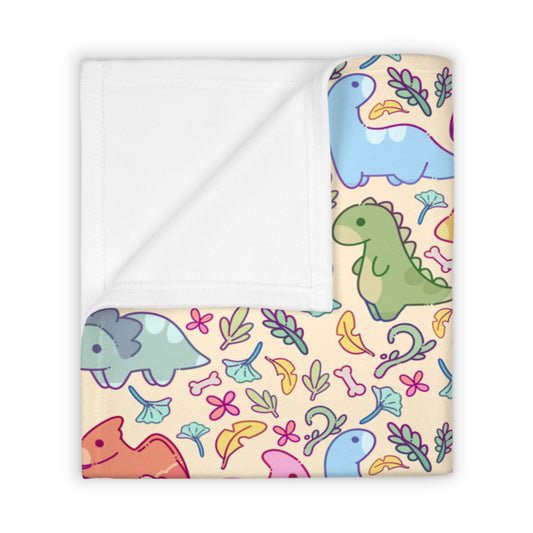 Happi Dinos Throw Blanket | Cozy Home Decor, Cute Kids Room Accent, Spring Gift Idea, Animal Lover Present, Soft Fleece Bedding
