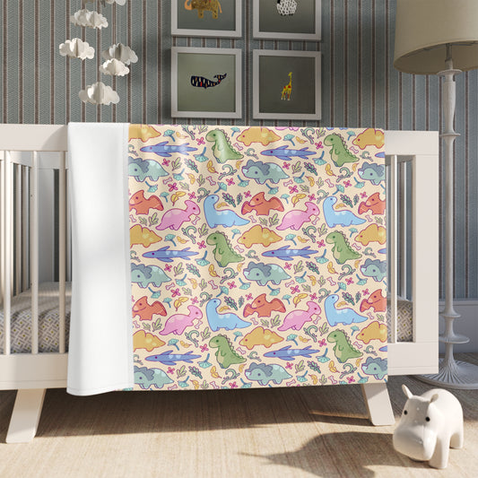 Happi Dinos Throw Blanket | Cozy Home Decor, Cute Kids Room Accent, Spring Gift Idea, Animal Lover Present, Soft Fleece Bedding